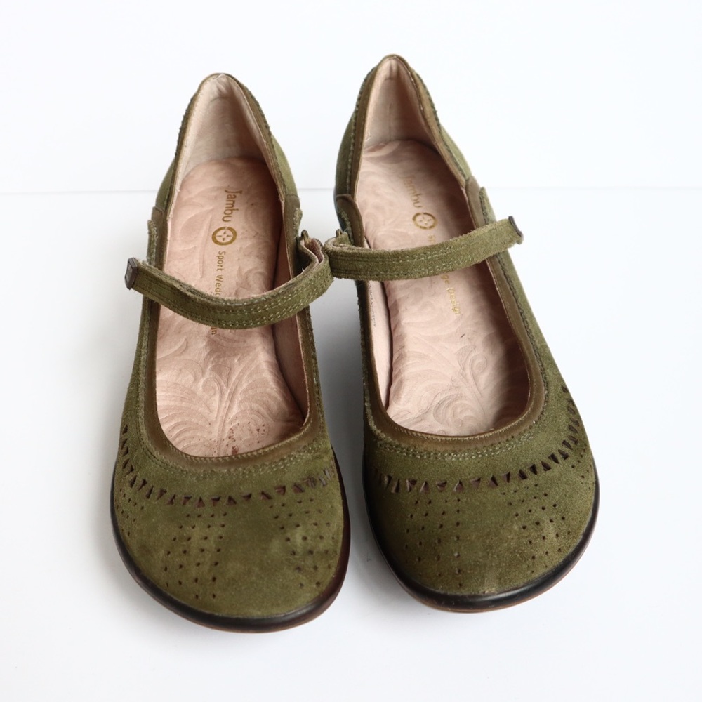 Jambu Olive Green Suede Mary Jane Clogs - Picture 6 of 10